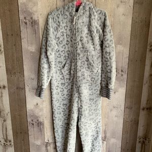 Girls Hooded Leopard Onesie Pajamas